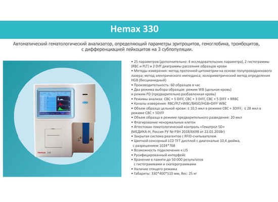 Анализатор гематологический Hemax 330
