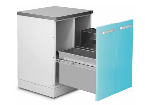 Шкаф медицинский нижний для медицинских отходов с двумя выдвижными секциями